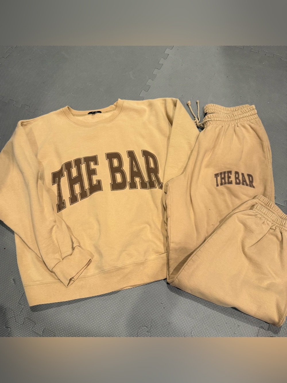 The Bar Beige Sweatshirt and Jogger Set with Brown Logo